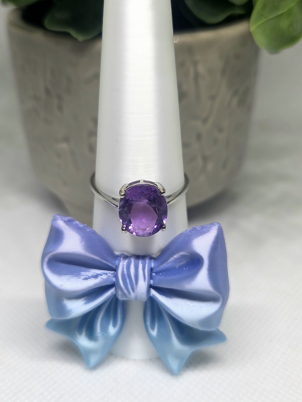 Sterling Silver Purple Amethyst Solitaire Ring